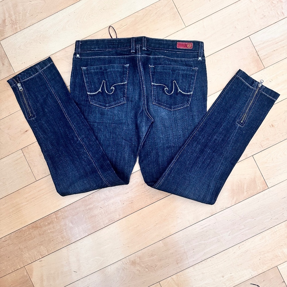 NEW AG Adriano Goldschmied ladies denim black wash skinny jeans with zipper